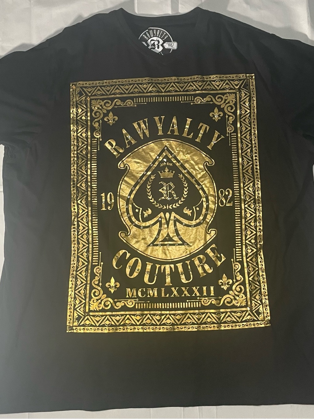 Mens Black Dress Shirt with Gold Foil Graphic
